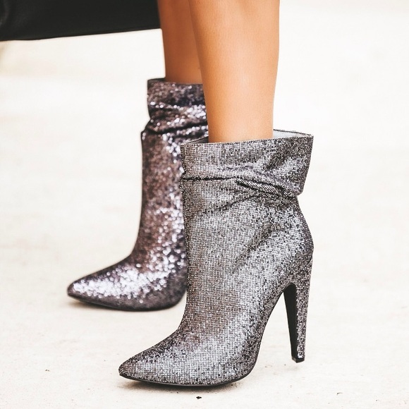 NIB Disco Sparkle Glitter Scrunch Heel Bootie - Picture 8 of 8